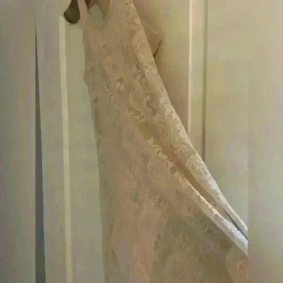 Codigo Women's Sz S‎ Asymmetrical High/Low Cream Women's Lace Dress with Lining - Picture 4 of 14